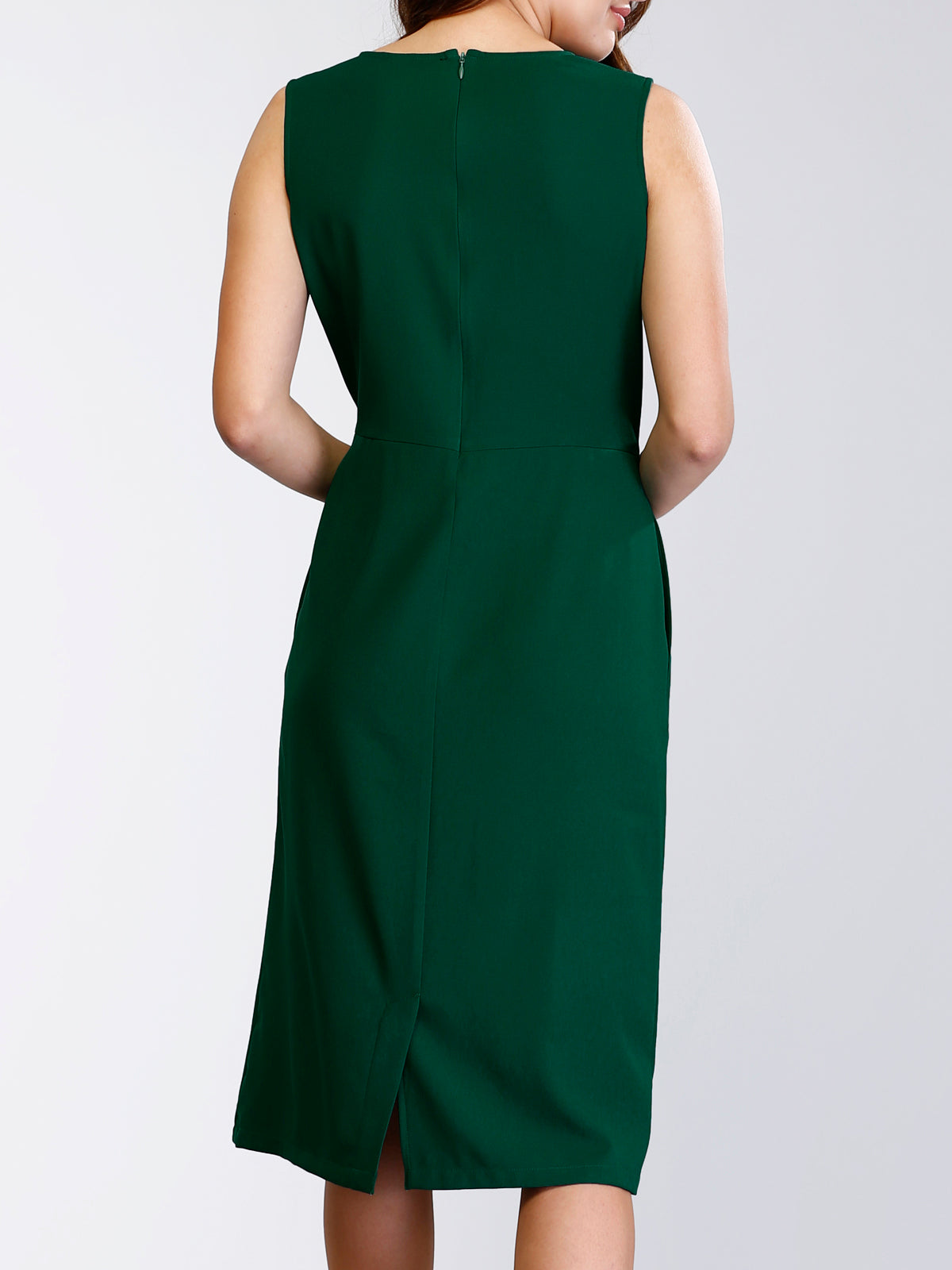 Buy Emerald Green Round Neck Pleated ...